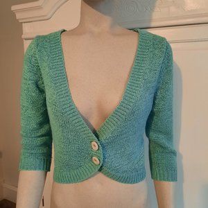 August Silk Pretty Blue Crop Sweater, size PS